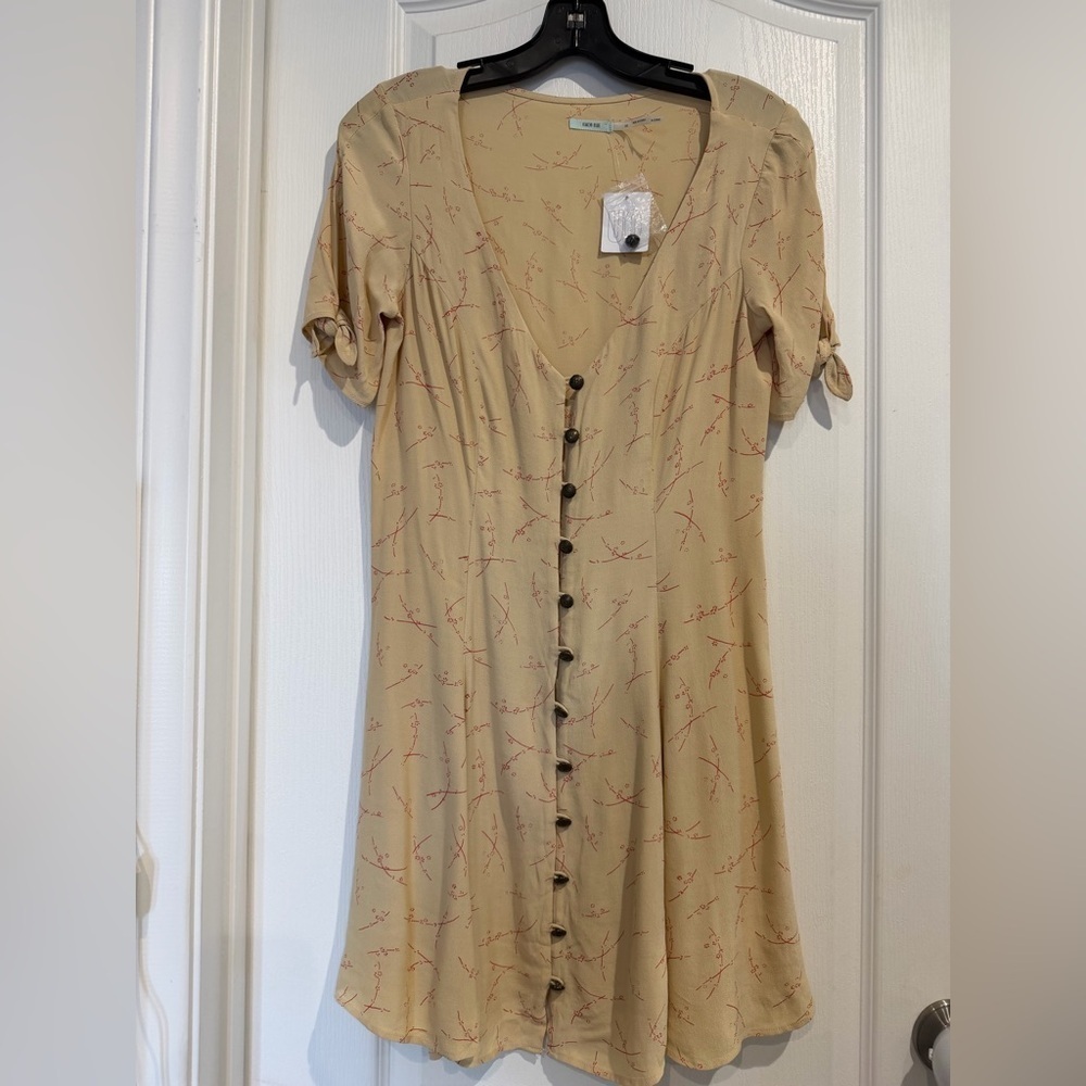 Urban Outfitters Beige Button-Down Midi Dress